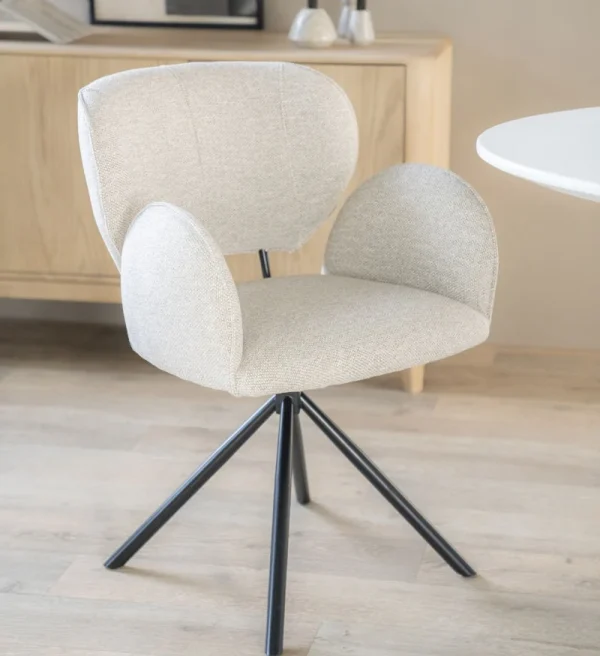 Eleonora Eetkamerstoel Rosalin draaibaar met arm taupe