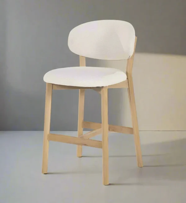 Eleonora barstoel Mikky beige onderstel naturel