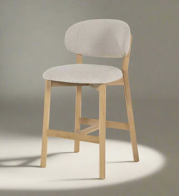 Eleonora barstoel Mikky taupe onderstel naturel