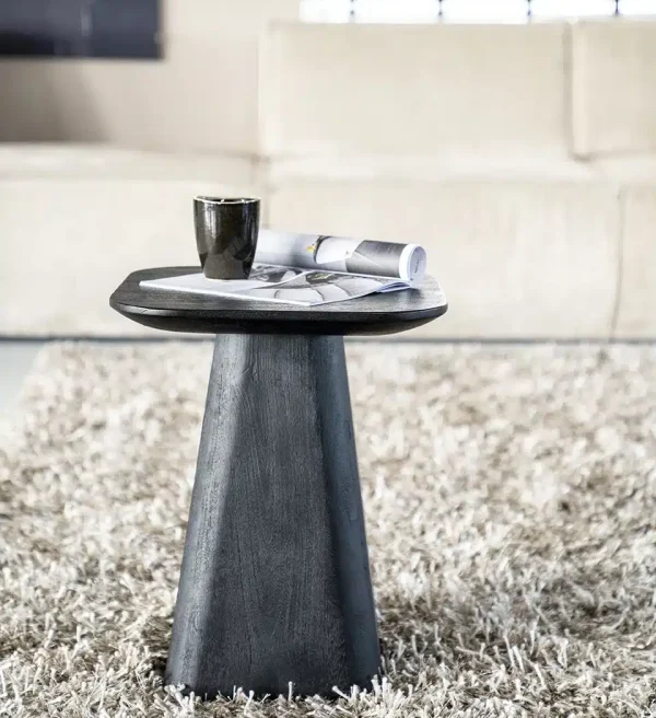 Eleonora bijzettafel Aron 40x40x49 cm vierkant mangohout zwart