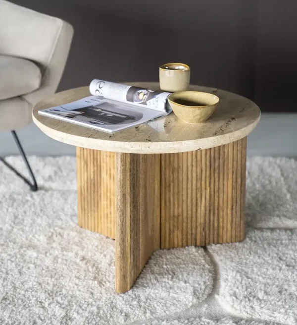 Eleonora bijzettafel Sara 60x60x40 cm travertin