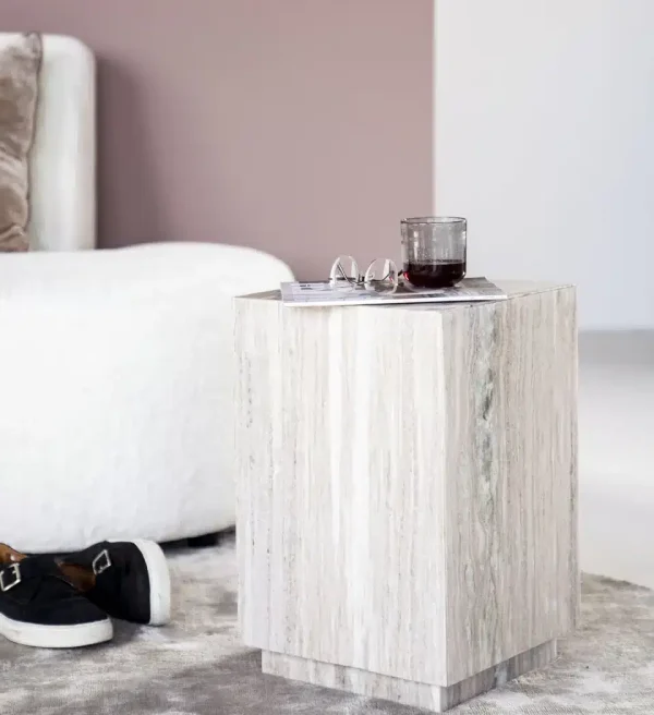 Eleonora bijzettafel Vince 30,5x30,5x48 cm marmer
