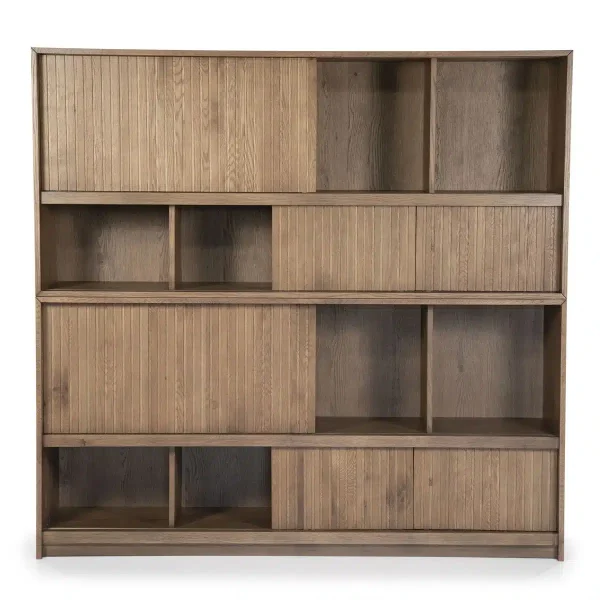 Eleonora boekenkast Milo 180x42x173 cm eiken bruin