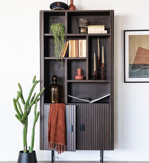 Eleonora boekenkast Remi 96x37x188 cm mangohout bruin