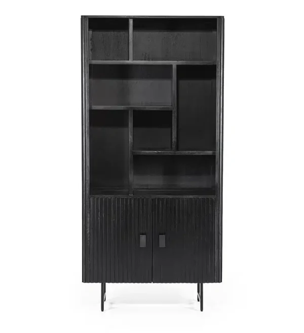 Eleonora boekenkast Remi 96x37x188 cm mangohout zwart