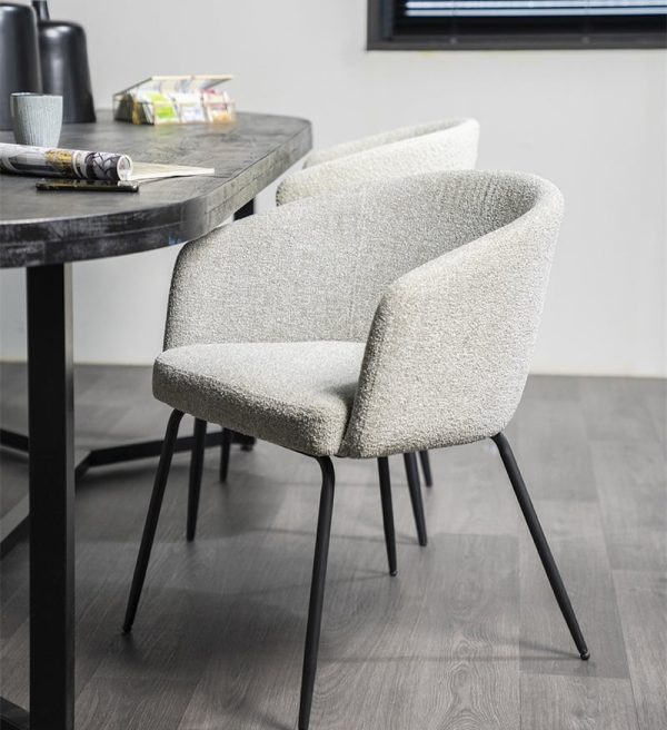 Eleonora eetkamerstoel Astrid met arm lichtgrijs