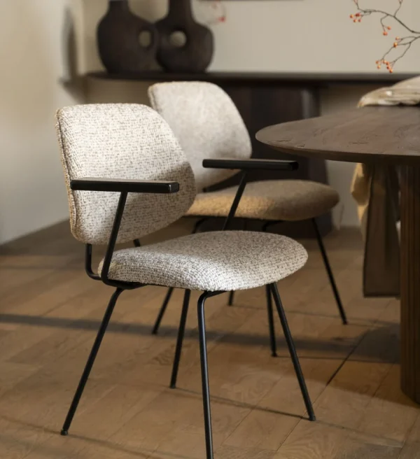 Eleonora eetkamerstoel Jon met arm beige