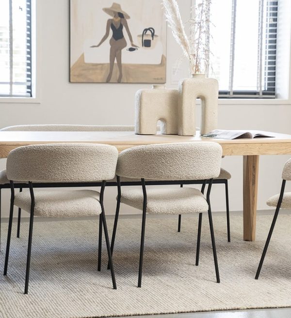 Eleonora eetkamerstoel Luka met arm beige