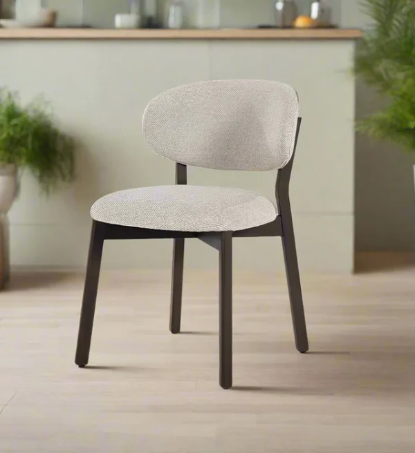 Eleonora eetkamerstoel Mikky taupe onderstel bruin