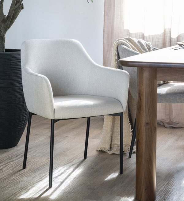 Eleonora eetkamerstoel Paul met arm beige