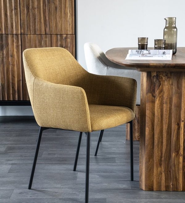 Eleonora eetkamerstoel Paul met arm geel