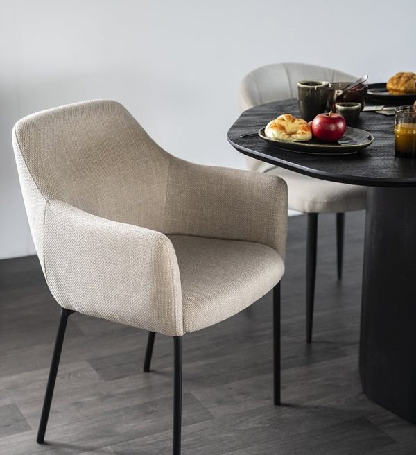 Eleonora eetkamerstoel Paul met arm taupe