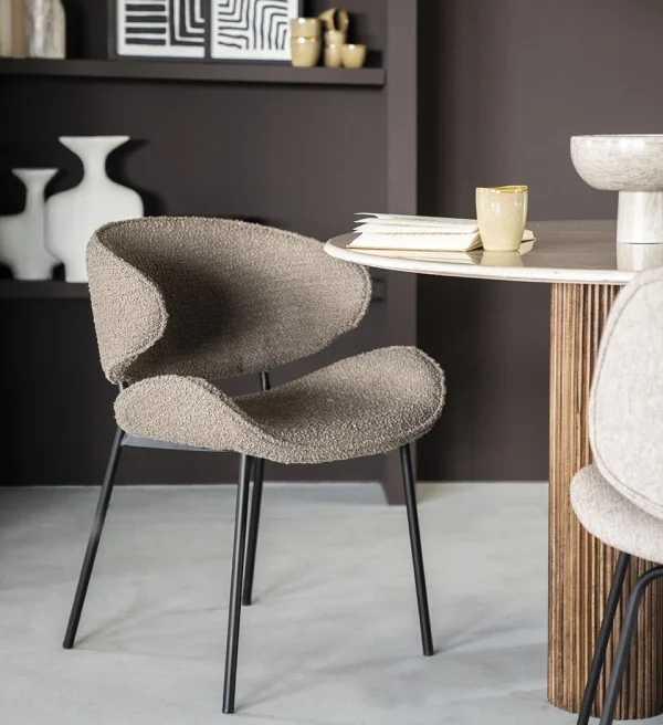 Eleonora eetkamerstoel Tess met arm bruin