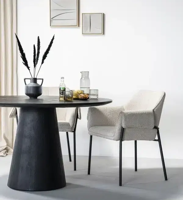 Eleonora eettafel Aron 130 cm rond mangohout zwart