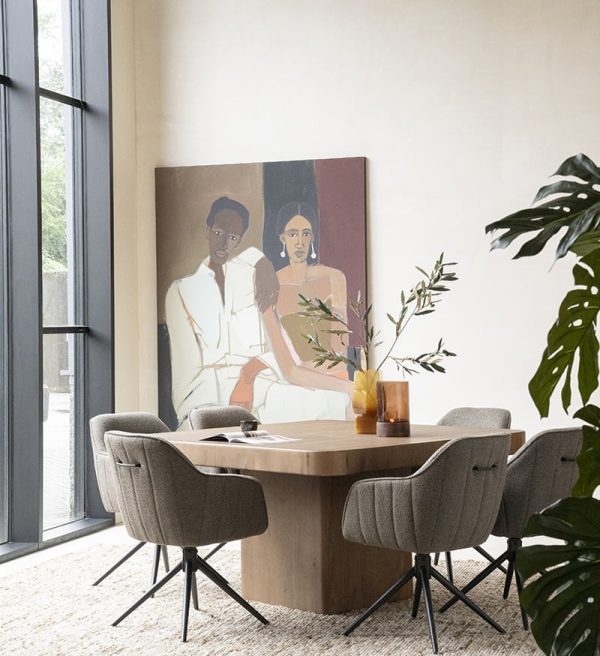 Eleonora eettafel Harmonie 140x140x77 cm vierkant eiken bruin