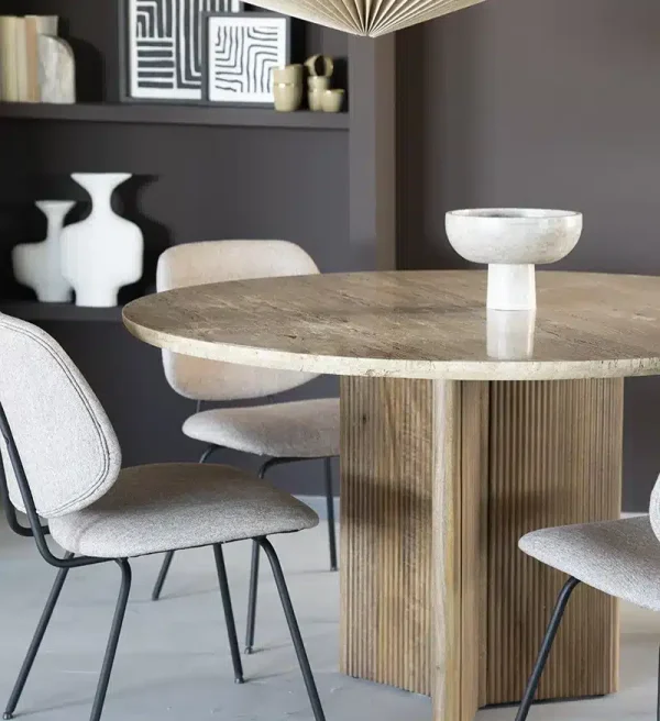 Eleonora eettafel Sara 130x130x76 cm travertin