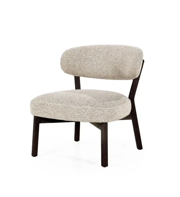 Eleonora fauteuil Mikky taupe onderstel bruin