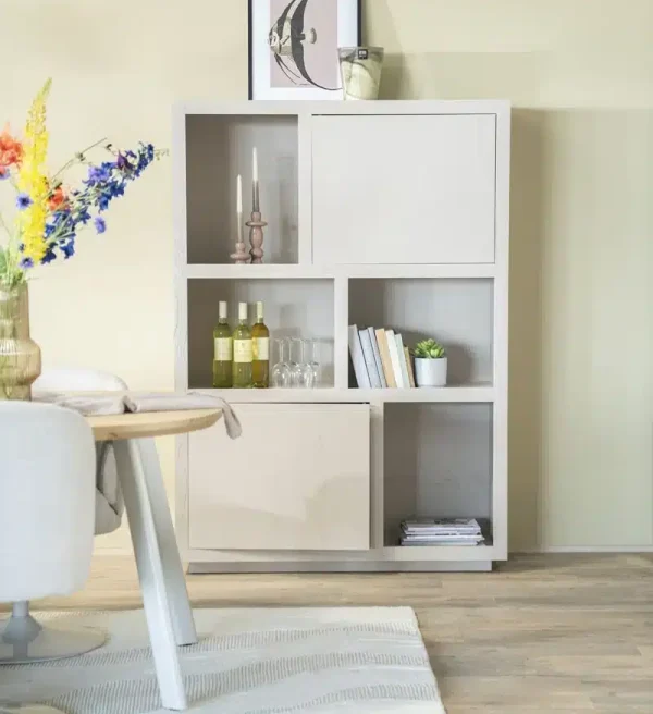 Eleonora opbergkast Helsinki 120x42x170 cm eiken taupe