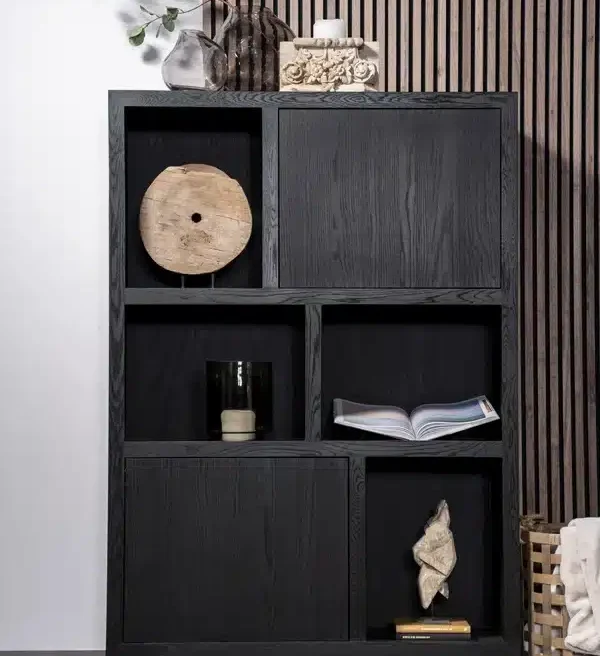 Eleonora opbergkast Helsinki 120x42x170 cm eiken zwart