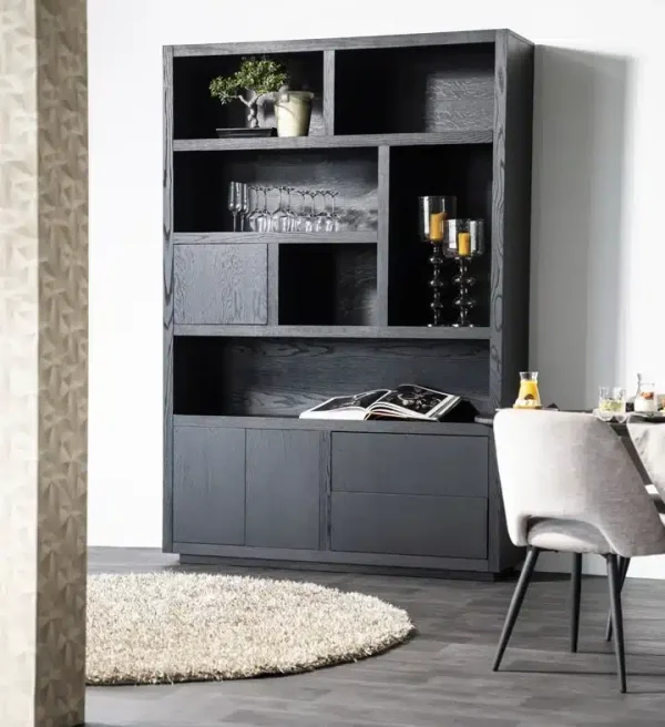 Eleonora opbergkast Helsinki 150x42x220 cm eiken zwart