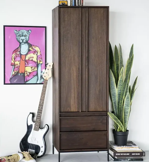 Eleonora opbergkast Jimmy 60x40x180 cm mangohout bruin