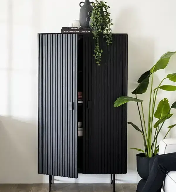 Eleonora opbergkast Remi 96x45x170 cm mangohout zwart