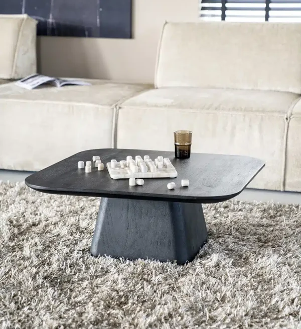 Eleonora salontafel Aron 80x80x32 cm vierkant mangohout zwart