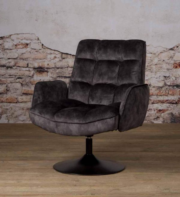 Tower Living fauteuil Tropea draaibaar met arm donkergrijs