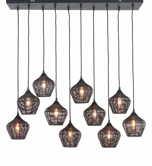 Light & Living hanglamp 10L 120x25x29,5 cm Alvaro mat zwart
