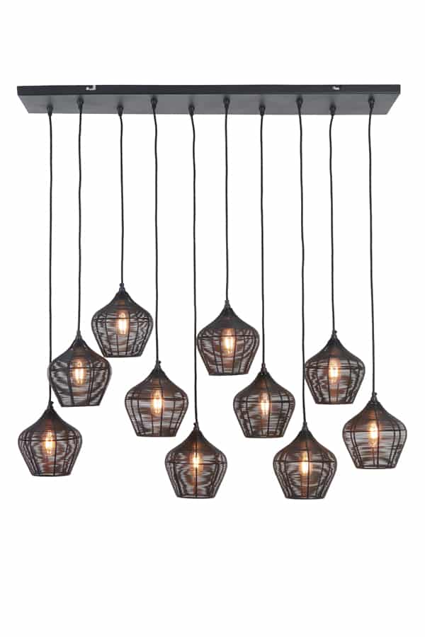Light & Living hanglamp 10L 120x25x29,5 cm Alvaro mat zwart