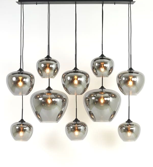 Light & Living hanglamp 10L 120x60x110 cm Mayson glas smoke-mat zwart