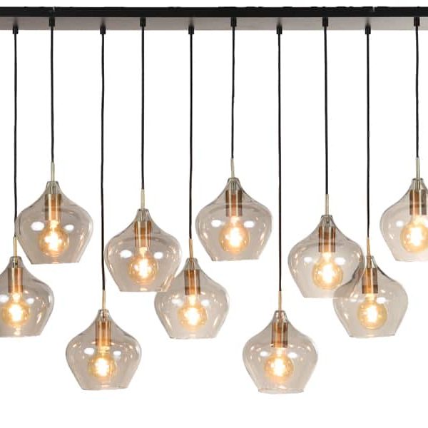Light & Living hanglamp 10L 124x35x60 cm Rakel antiek brons+smoke