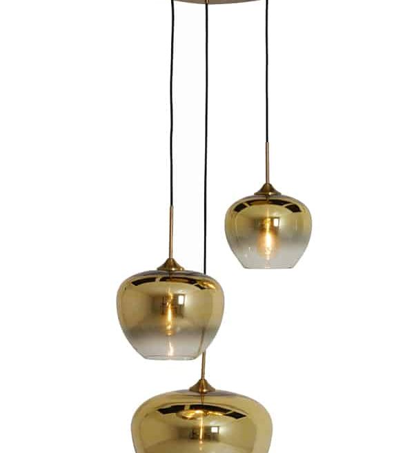 Light & Living hanglamp 3L Ø40x160 cm Mayson glas goud-helder+goud