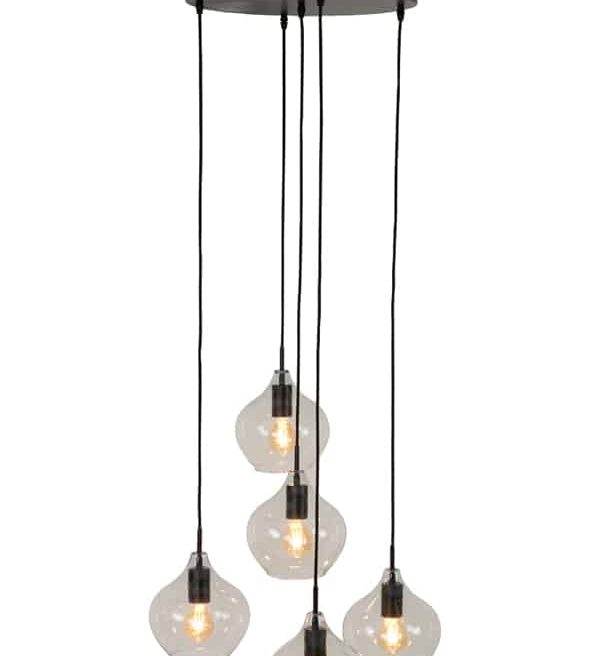 Light & Living hanglamp 5L Ø61x66 cm Rakel mat zwart+helder