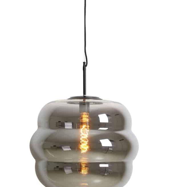 Light & Living hanglamp Ø45x48 cm Misty smoke glas+mat zwart