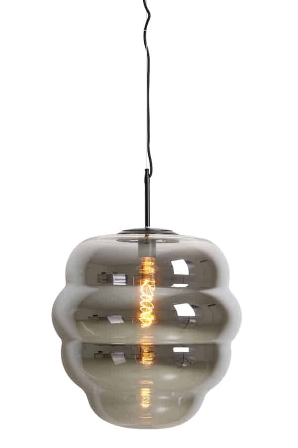 Light & Living hanglamp Ø45x48 cm Misty smoke glas+mat zwart