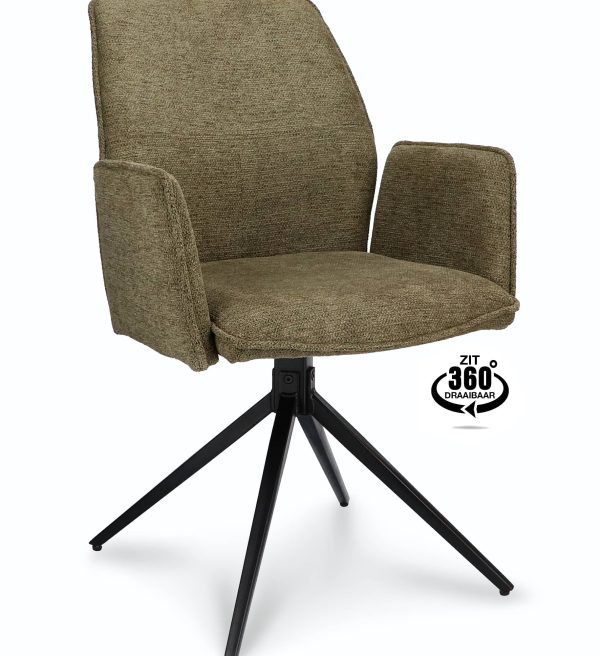 Eetkamerstoel Harley draaibaar met arm groen