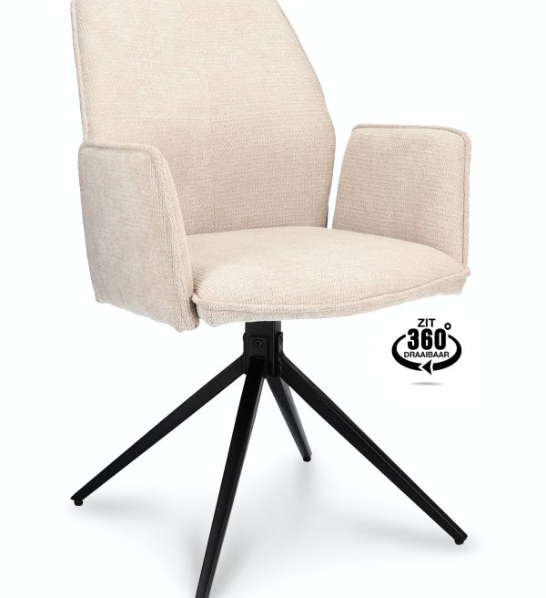 Eetkamerstoel Harley draaibaar met arm natural