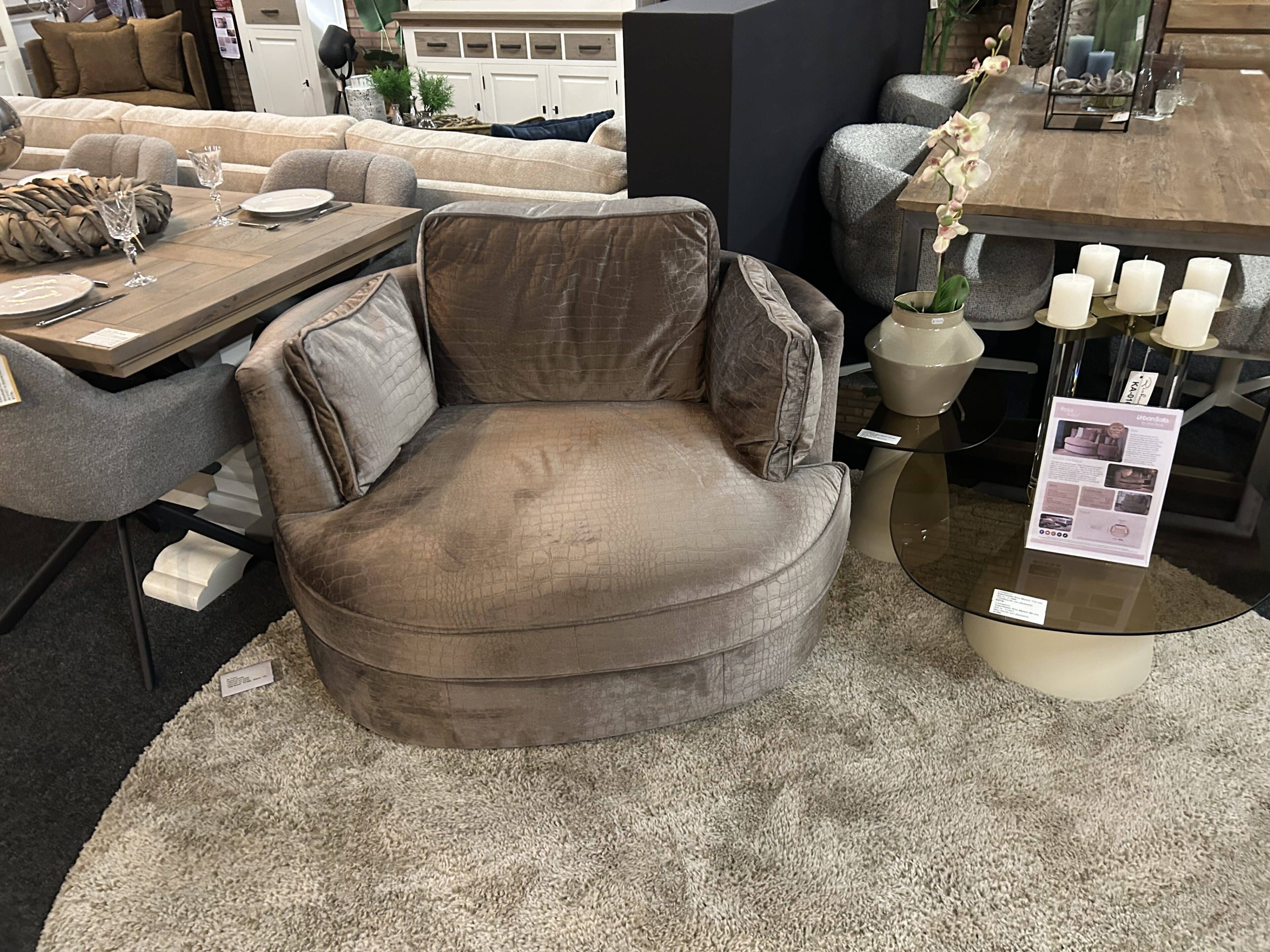 SHOWMODEL UrbanSofa fauteuil Rosa Bergamo Croco Taupe