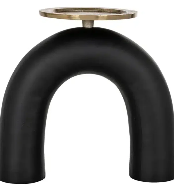 Richmond Interiors kandelaar 25x7x23,5 cm Livi groot zwart/ goud