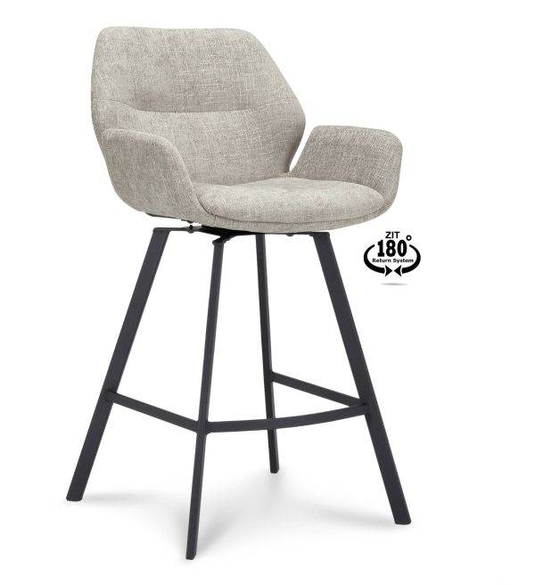 Barstoel Luton draaibaar met arm laag taupe