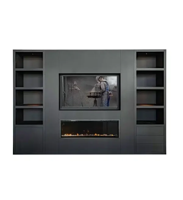 Van der Drift cinewall 75 inch Marque met open vak voor inbouwhaard type XXXII 240x40x230 cm eiken