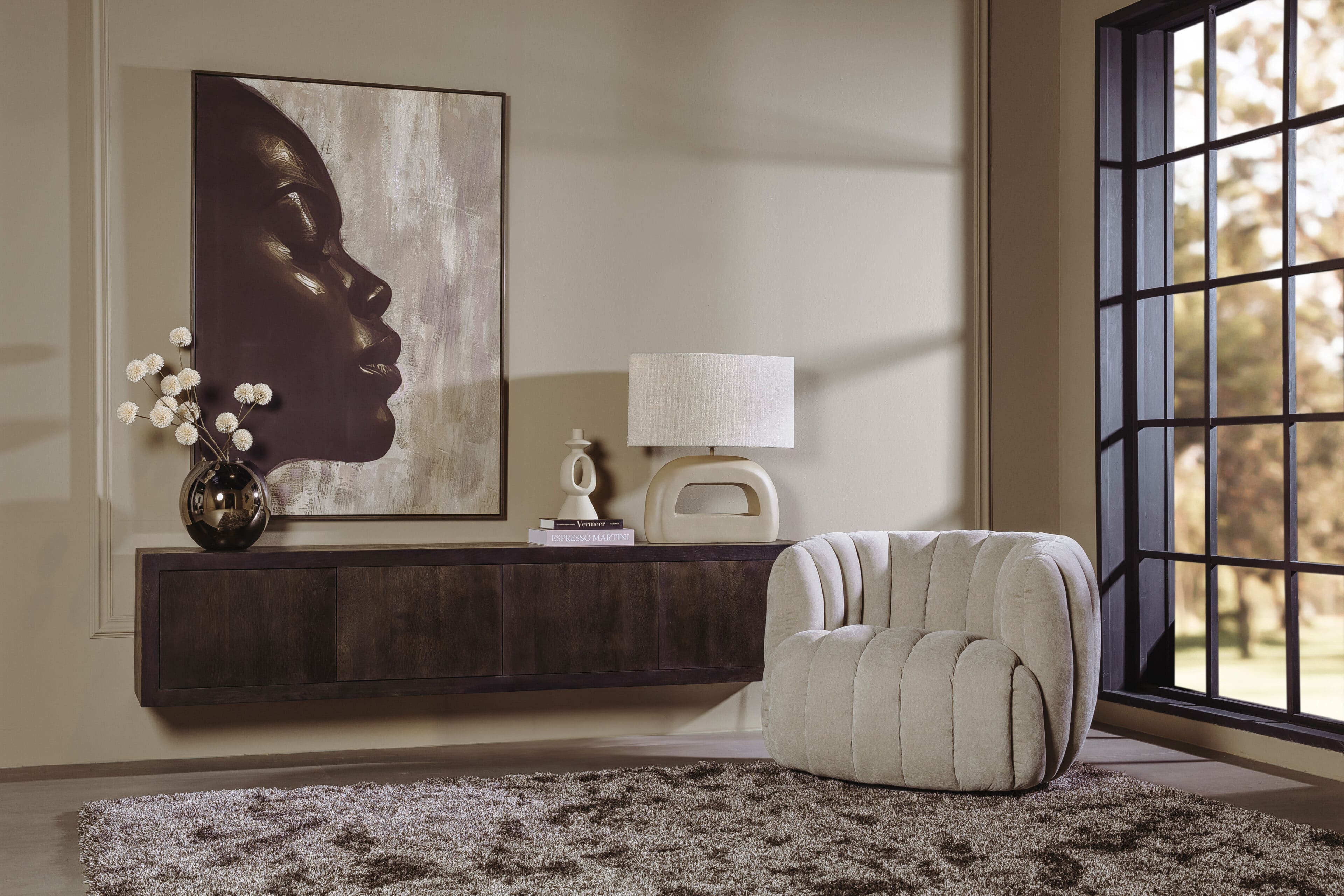 Tower Living zwevend tv meubel Mincio 220x42x50 cm donkerbruin eiken