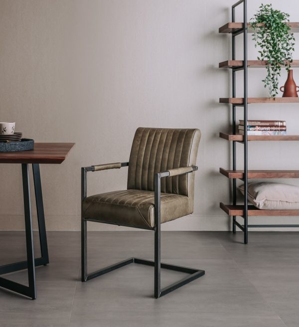 Tower Living eetkamerstoel Ferro met arm groen