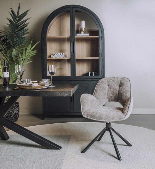 Tower Living eetkamerstoel Isola draaibaar met arm lichtgrijs