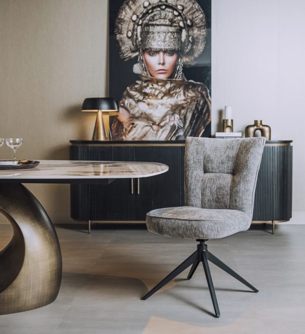 Tower Living eetkamerstoel Bardi draaibaar lichtgrijs