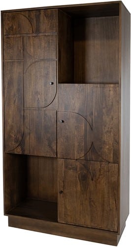 Nijwie MySons Kast 180 met 3 deuren en 2 open vakken, Mango Brown Walnut - Kaapstad Collection