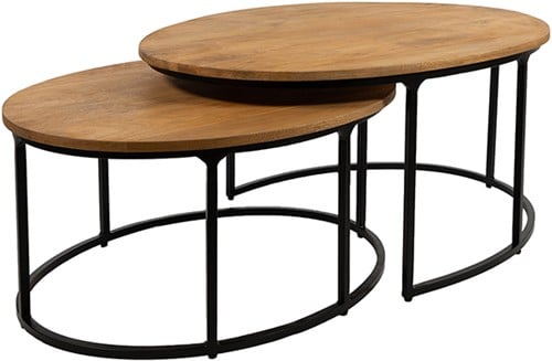 NijwieMySons Leipzig salontafel ovaal, set van 2, Smooth Natural - Must Have Collection