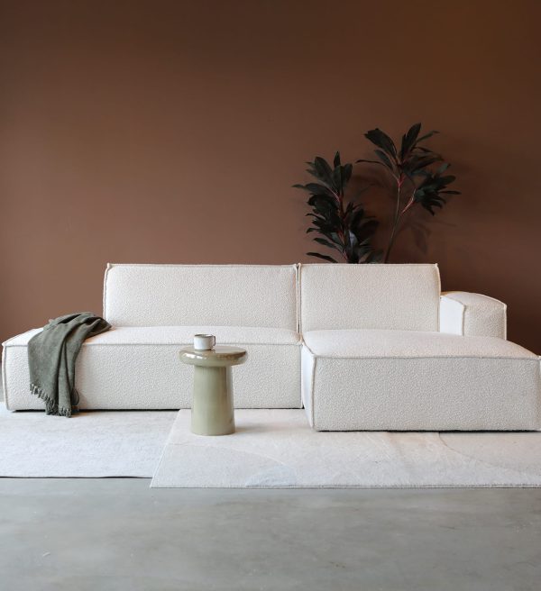 PEPP Interiors loungebank Enzo lounge rechts wit bouclé