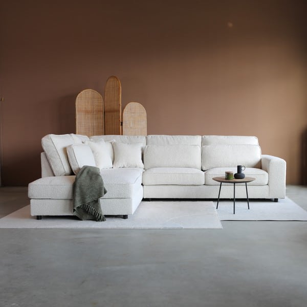 PEPP Interiors hoekbank Richie hoek links wit bouclé